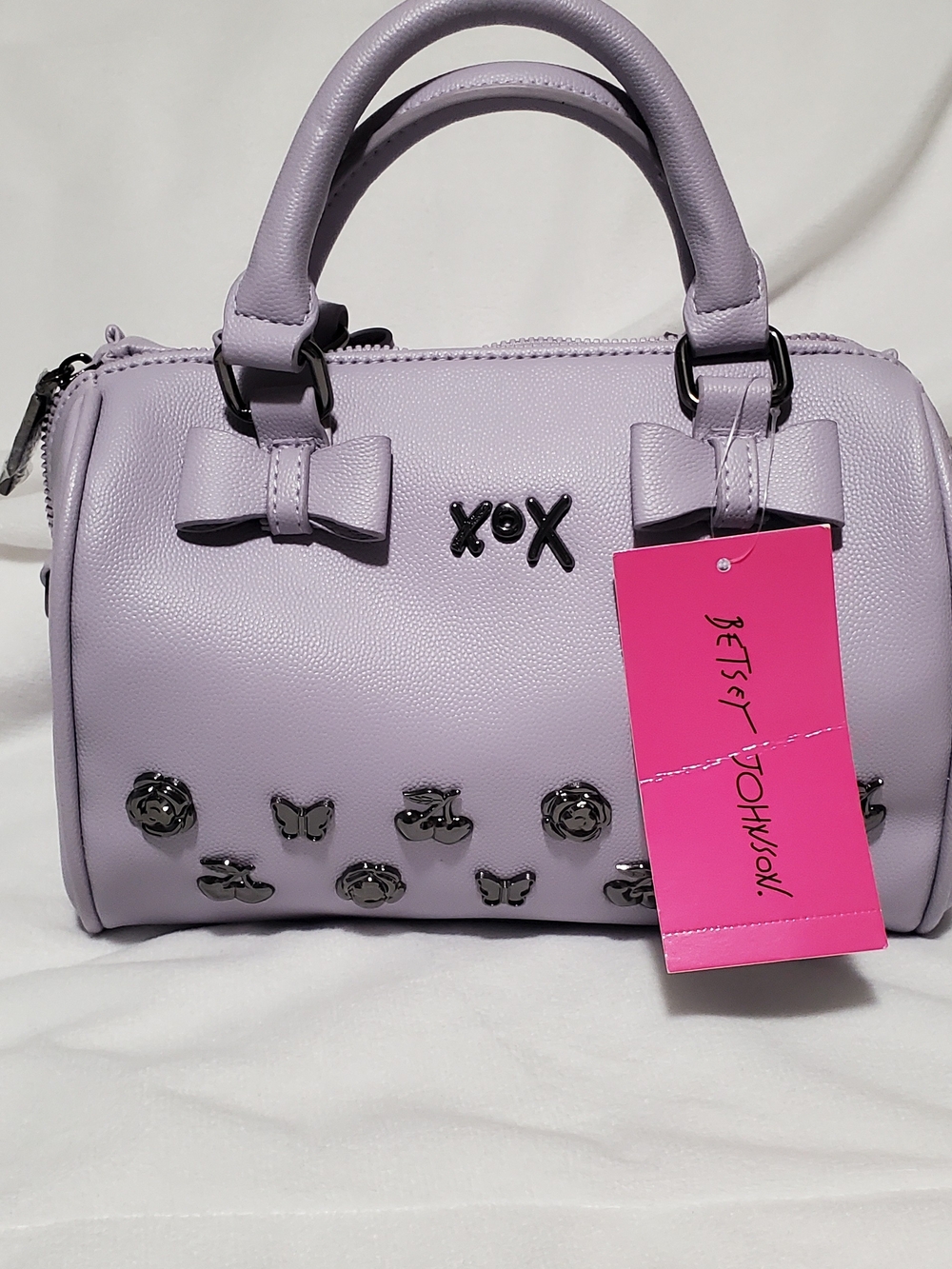Betsey Johnson Lavender Mini Satchel with Bow and XOX Accents